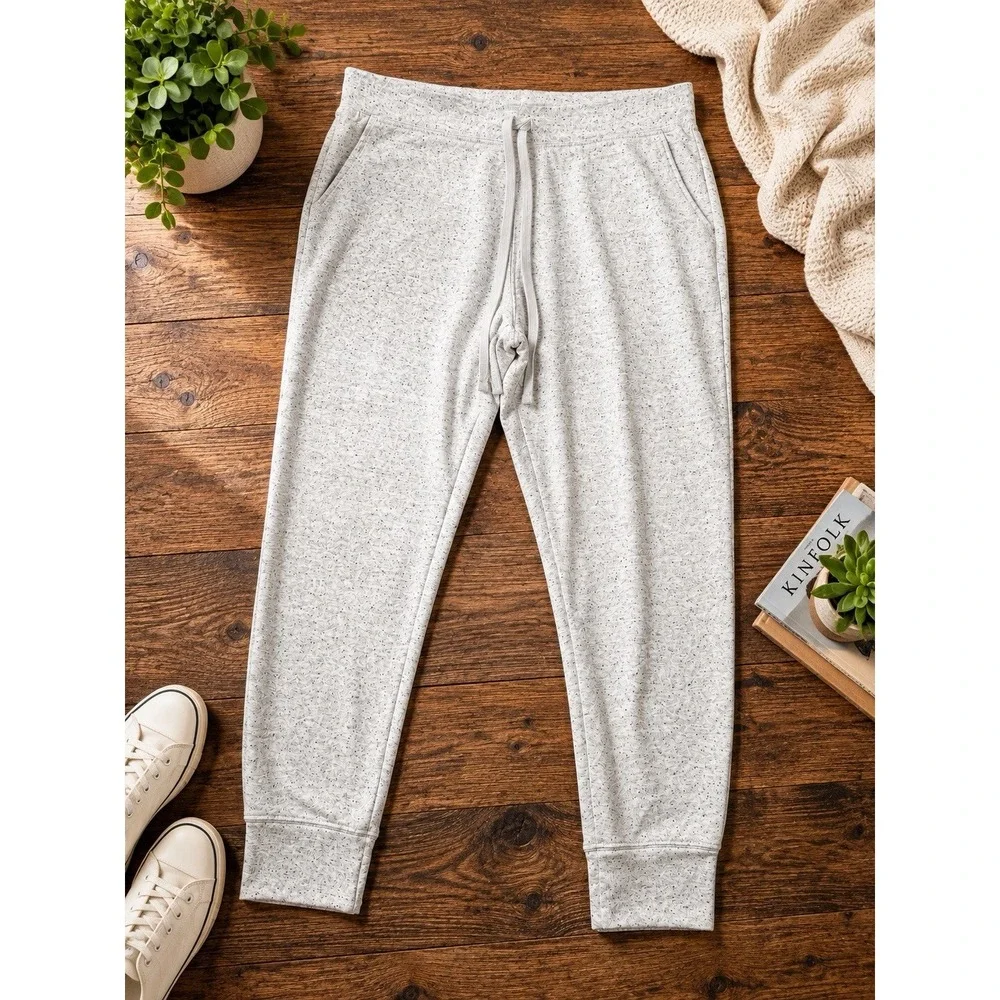 Alfani Intimates Men's XL Gray Speckled Jogger Lounge Pants Drawstring Cuffed